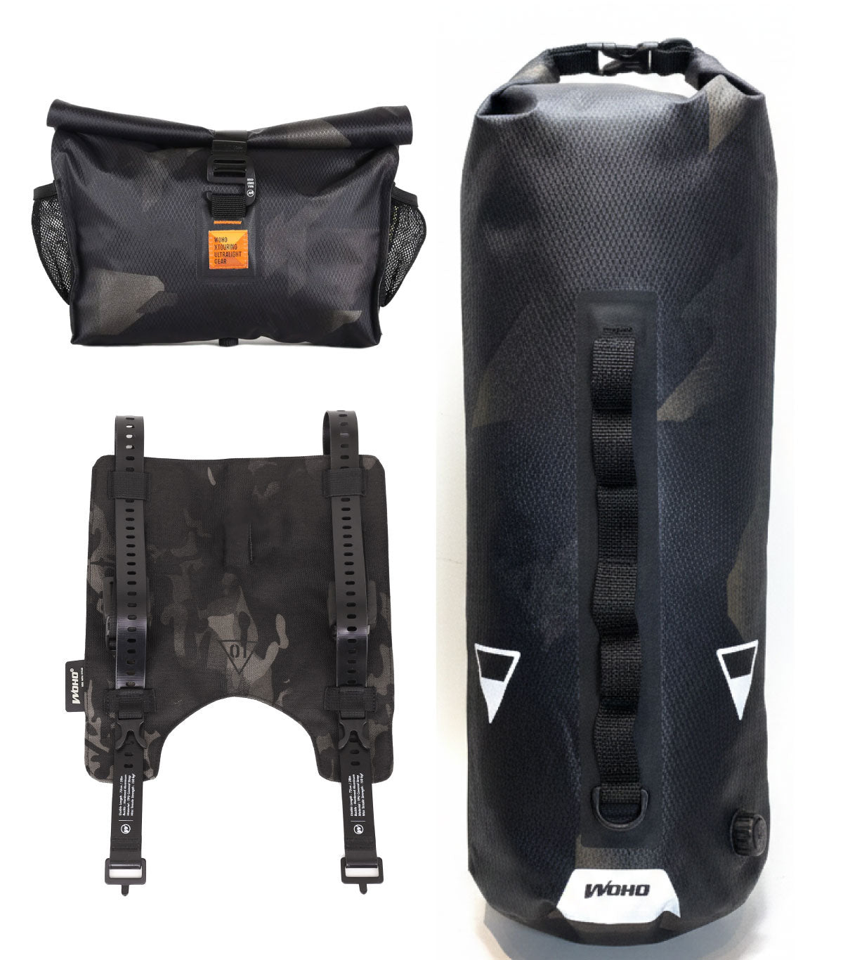 WOHO Hybrid set bikepacking negru-camuflaj expeditie 54L