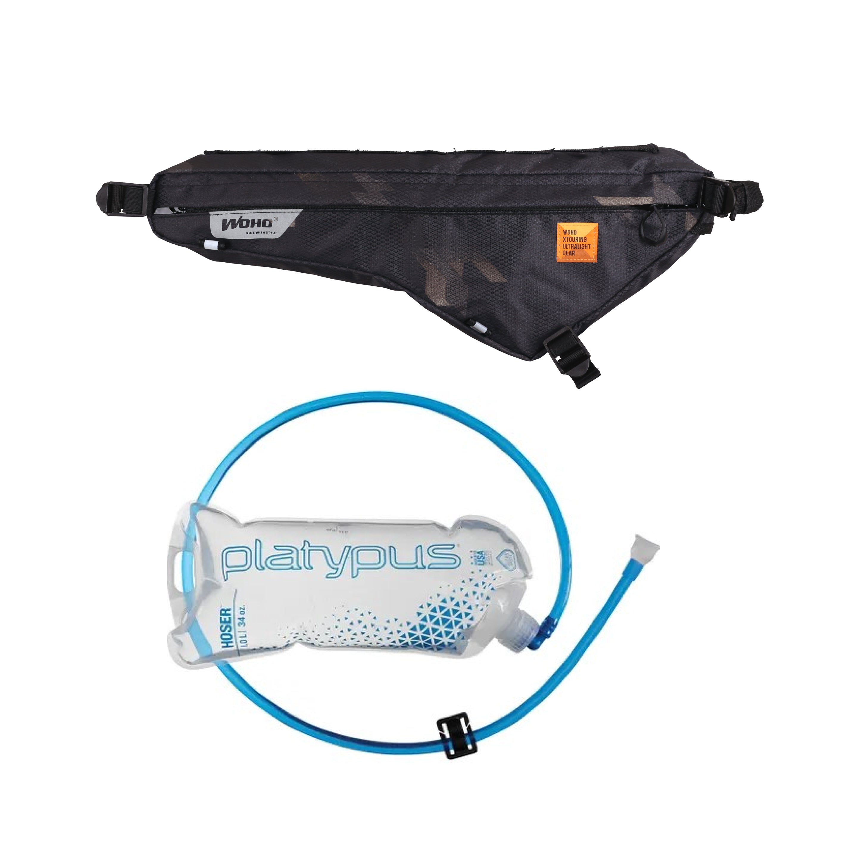 WOHO XTouring Frame Bag + Platypus Hoser 1.8L set M gri