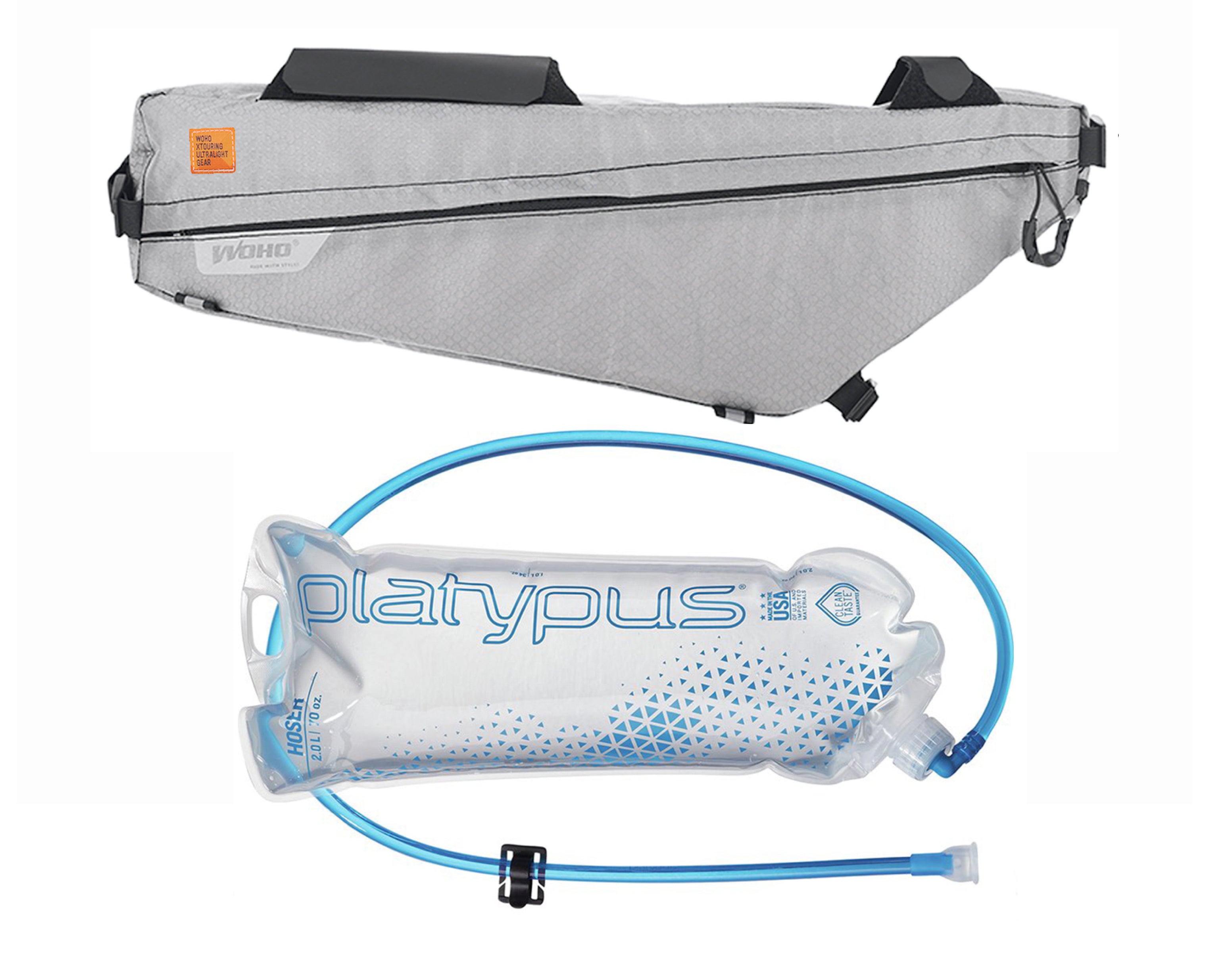 WOHO XTouring Frame Bag + Platypus Hoser 1.8L set M gri