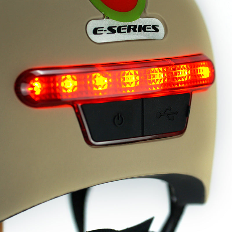 Melon E-Series Moonlight casca bicicleta M-L maro cu LED
