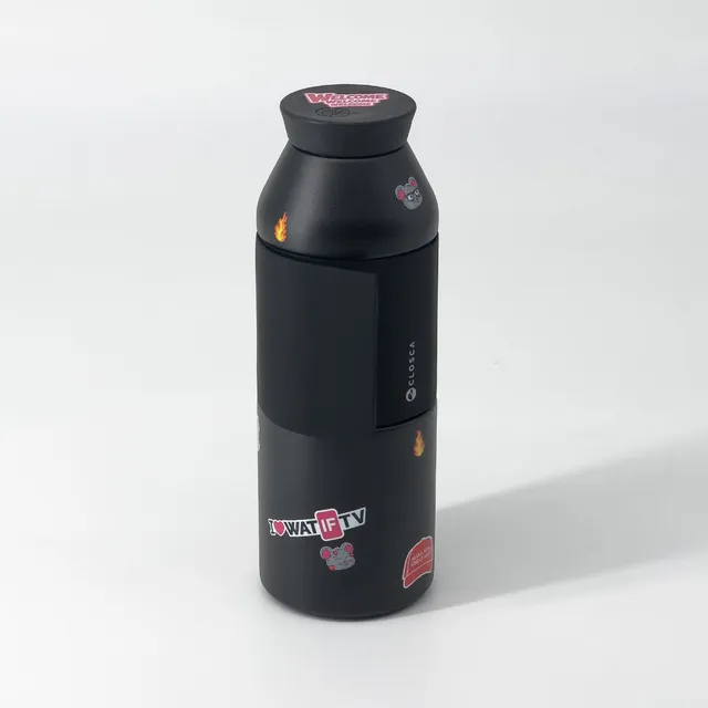 Closca x WATIF TV sticlă travel inox 450 ml cu stickere