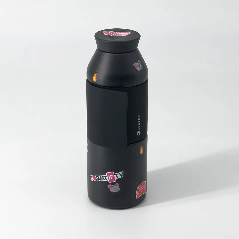 Closca x WATIF TV sticlă travel inox 450 ml cu stickere