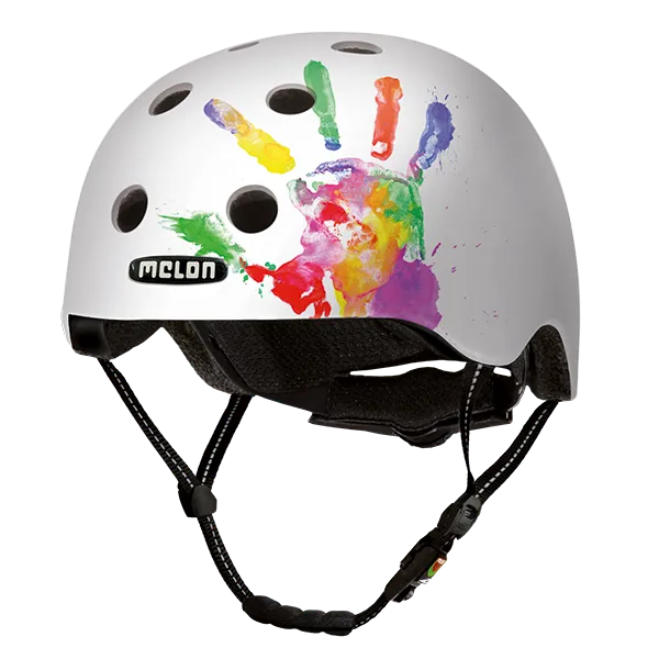 Melon Urban Active Handprint cască bicicletă albă amprentă