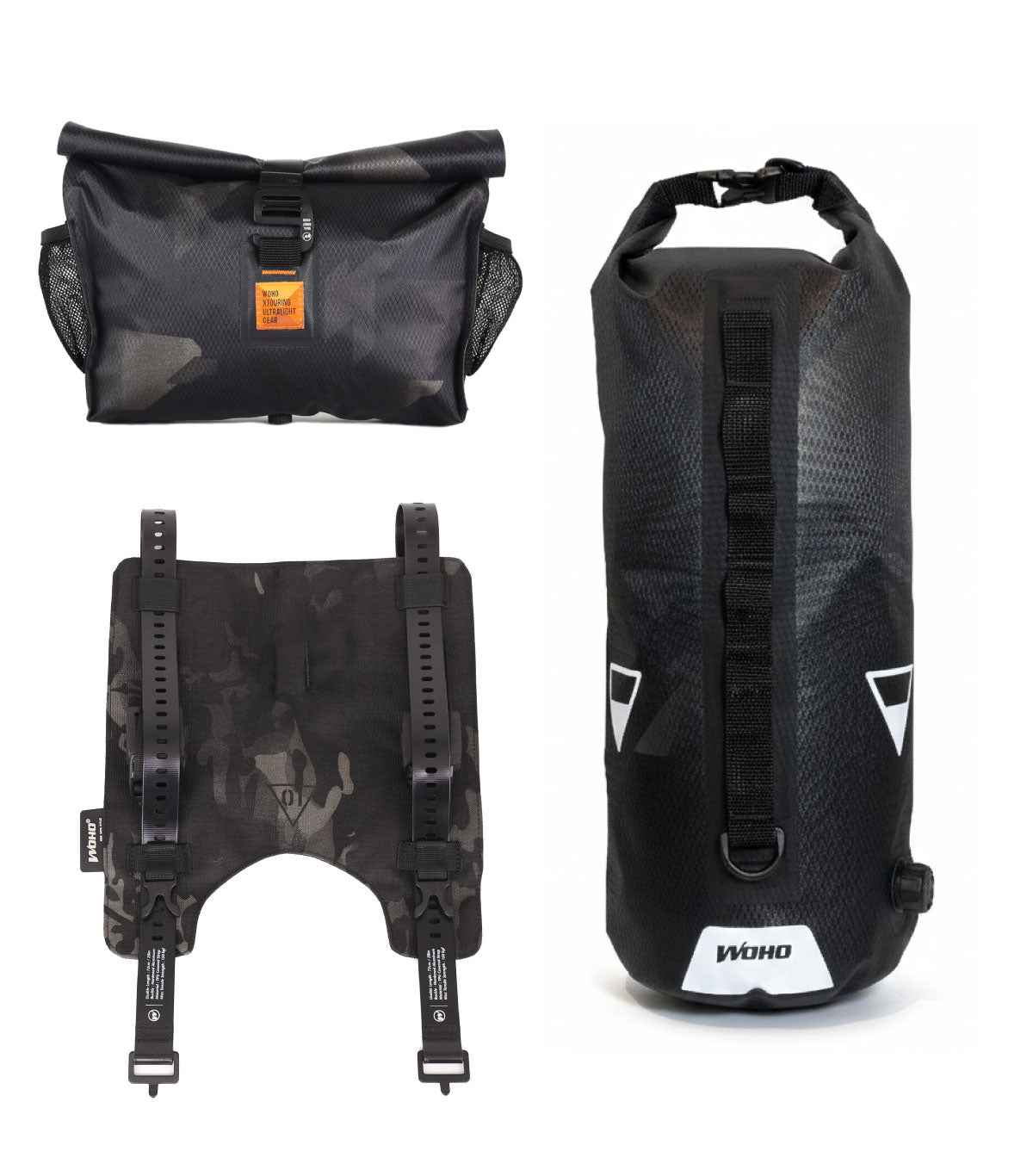 WOHO Hybrid set bikepacking negru-camuflaj expeditie 54L