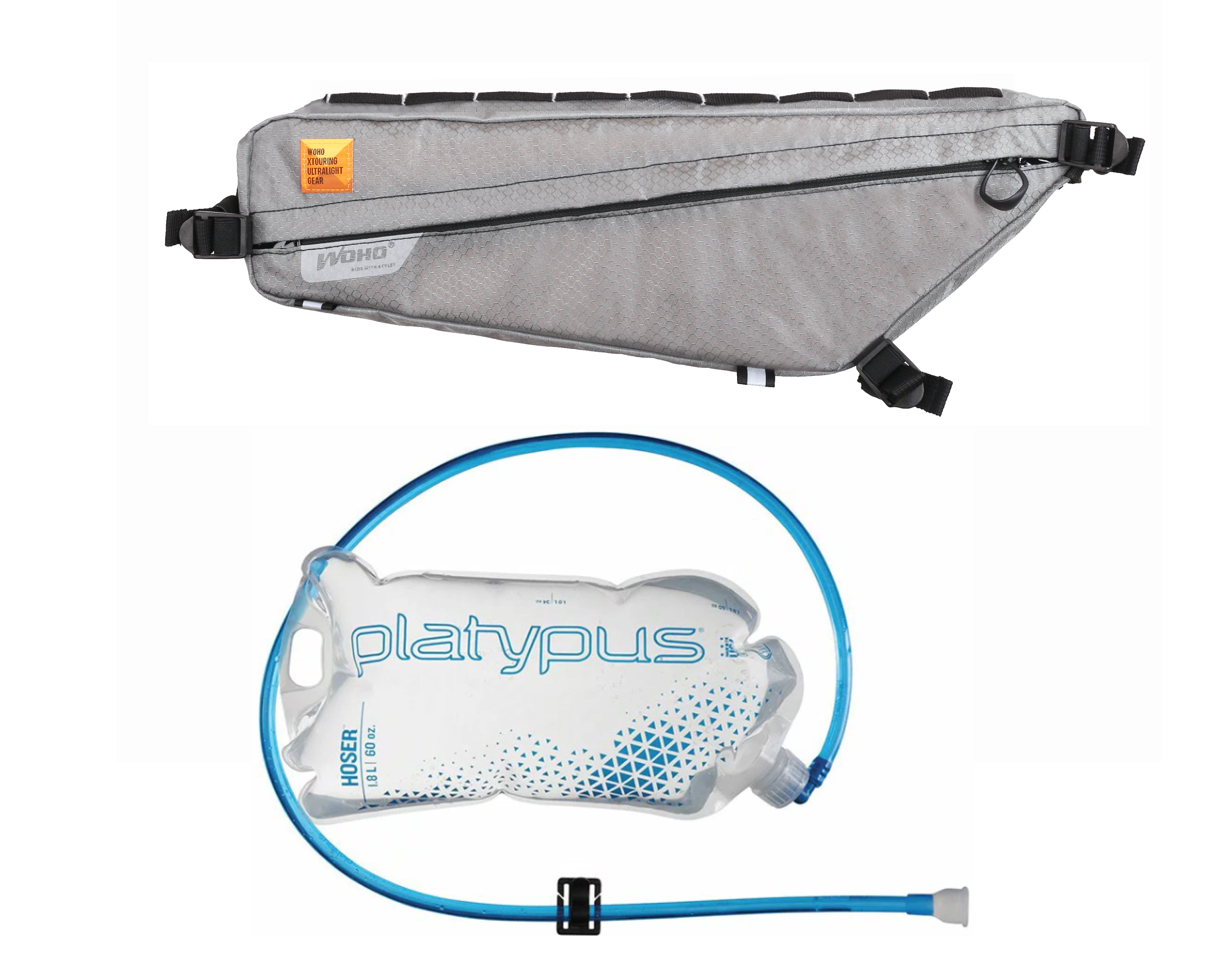 WOHO XTouring Frame Bag + Platypus Hoser 1.8L set M gri
