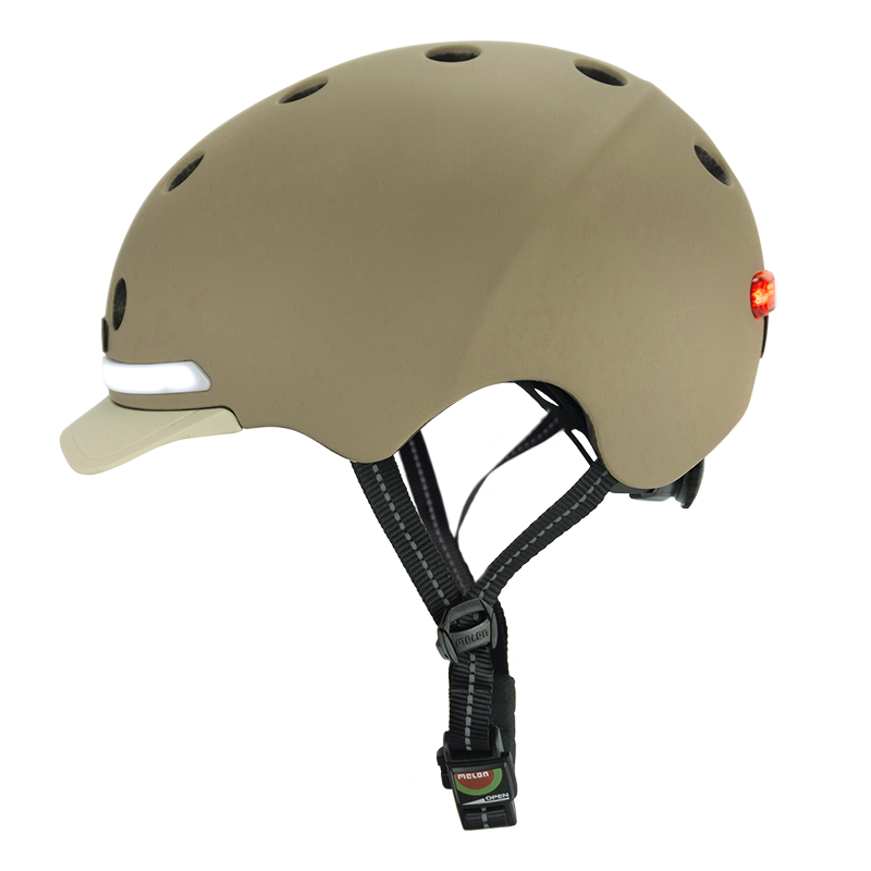 Melon E-Series Moonlight casca bicicleta M-L maro cu LED