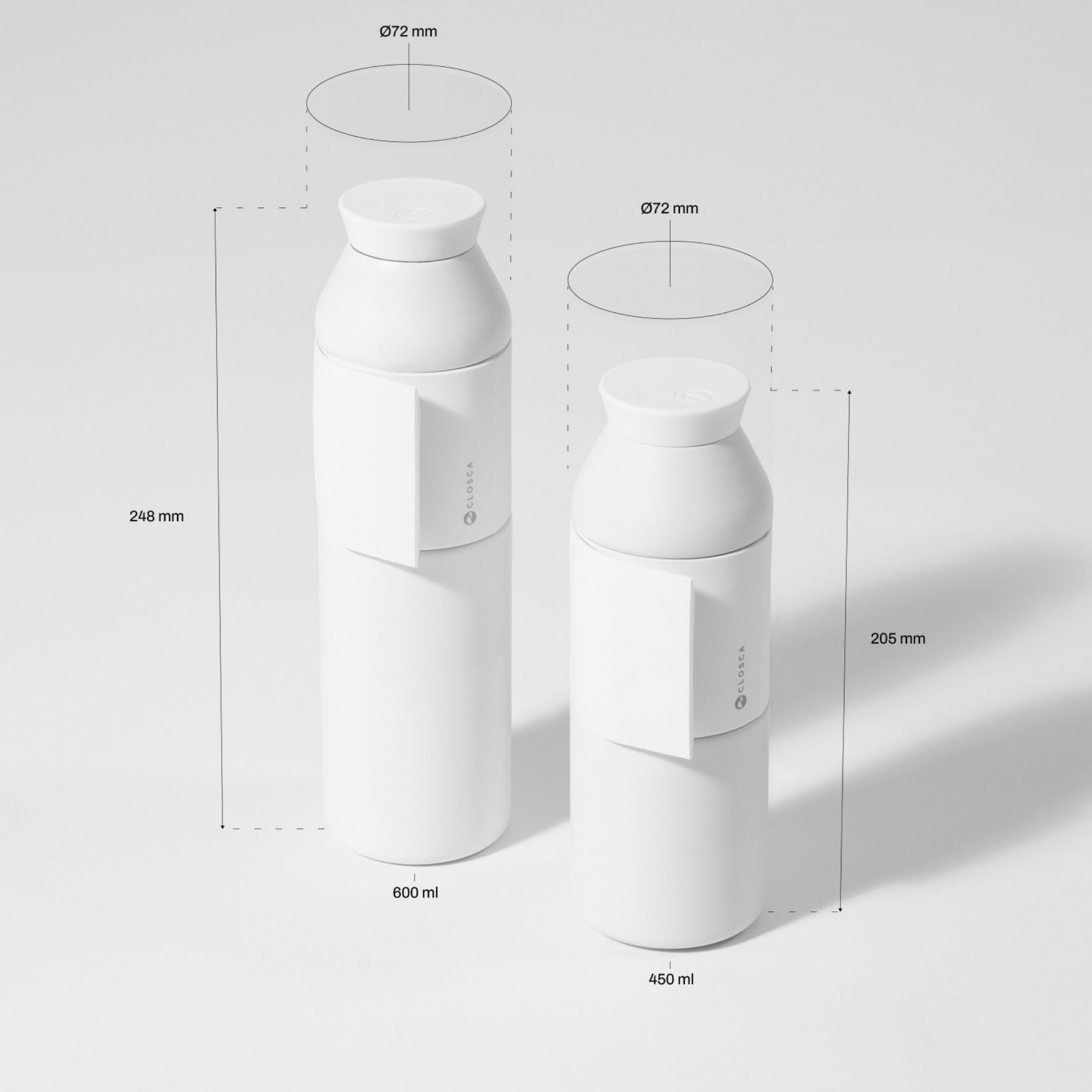 Closca Travel White sticlă termică inox 600ml