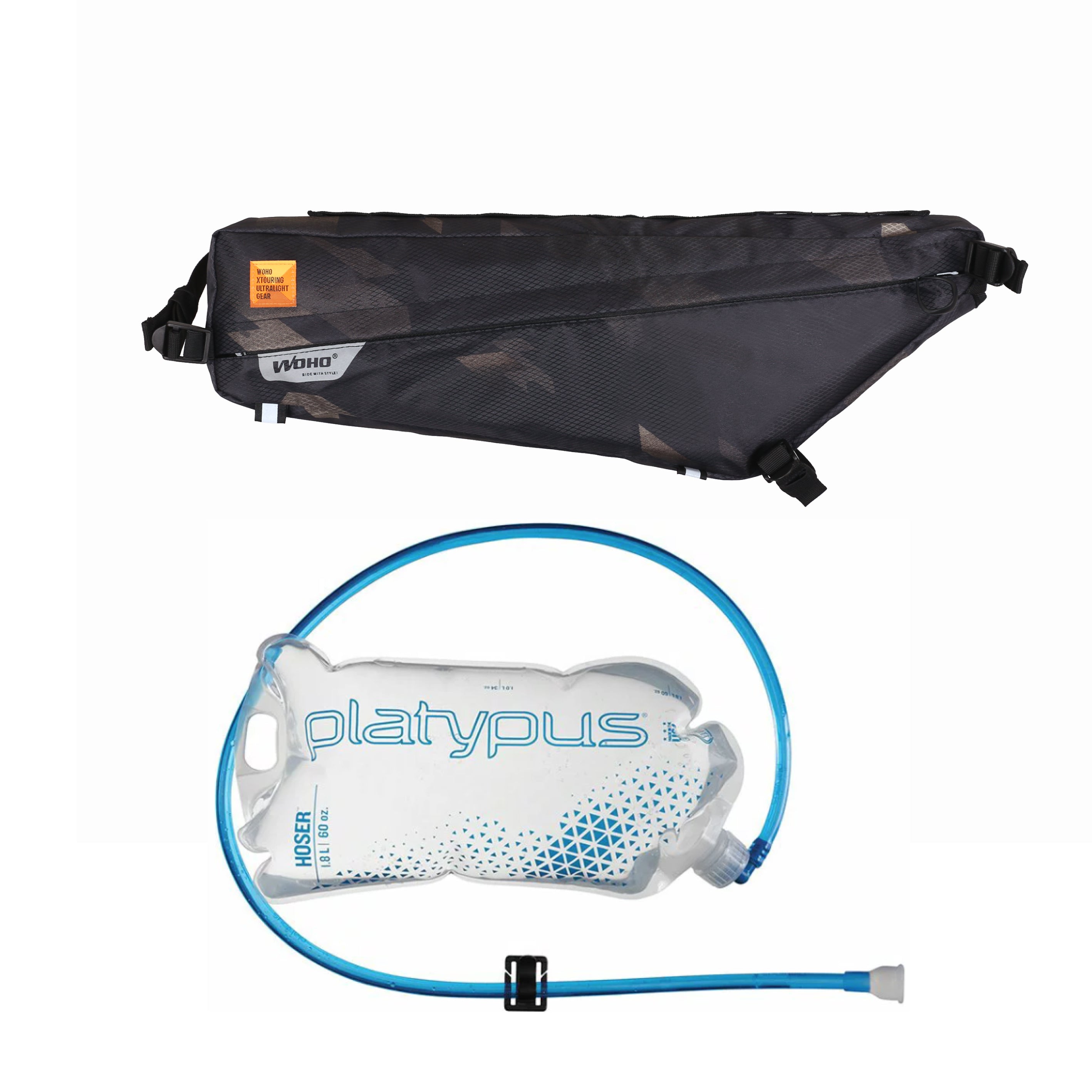 WOHO XTouring Frame Bag + Platypus Hoser 1.8L set M gri