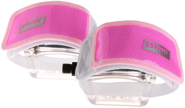 WOHO curele pedale fixie roz reflectorizante set