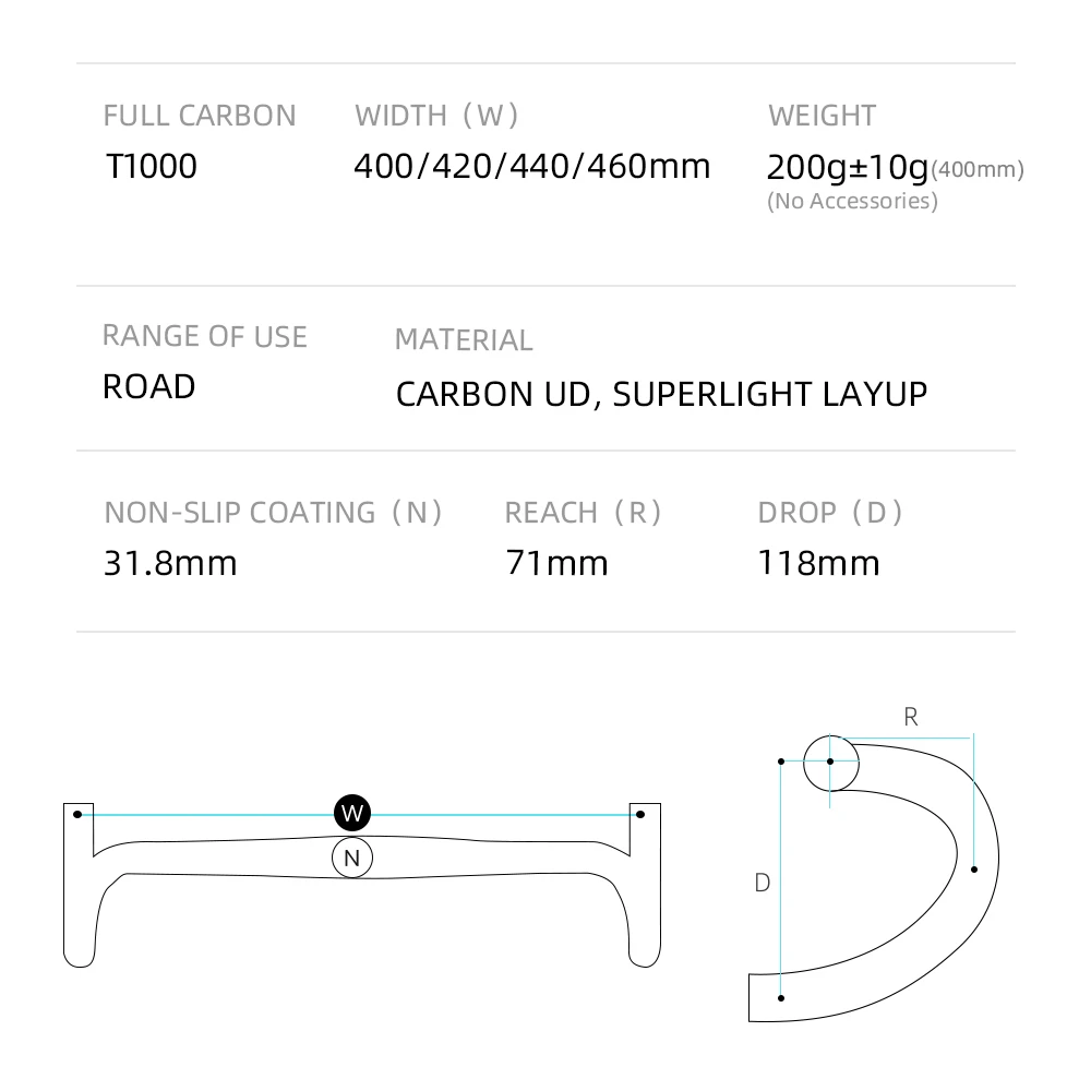 Ryet AEROMAX10 ghidon carbon sosea drop 31.8mm aero