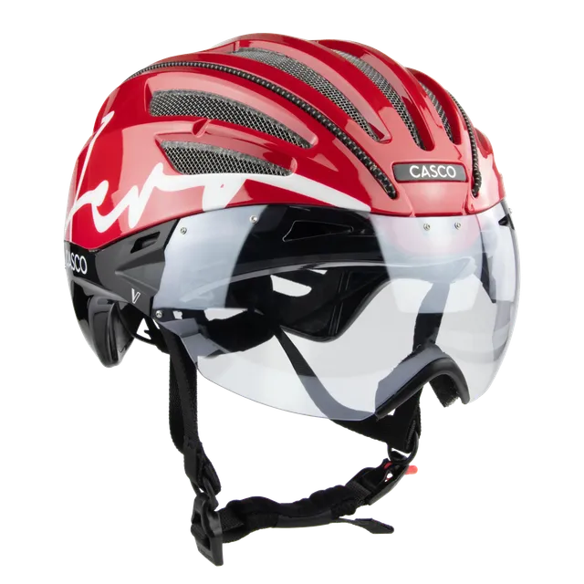 Casco Speedairo Aero Crimson casca bicicleta rosie viziera