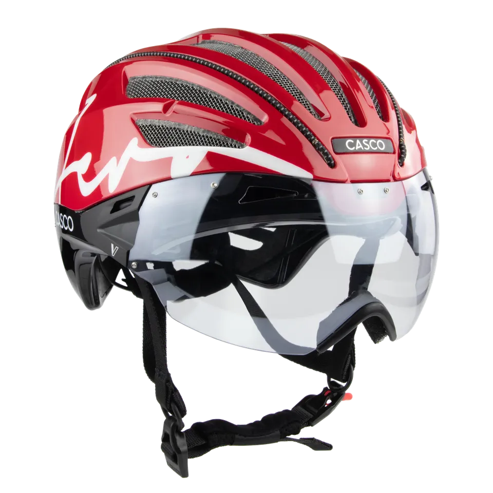 Casco Speedairo Aero Crimson casca bicicleta rosie viziera