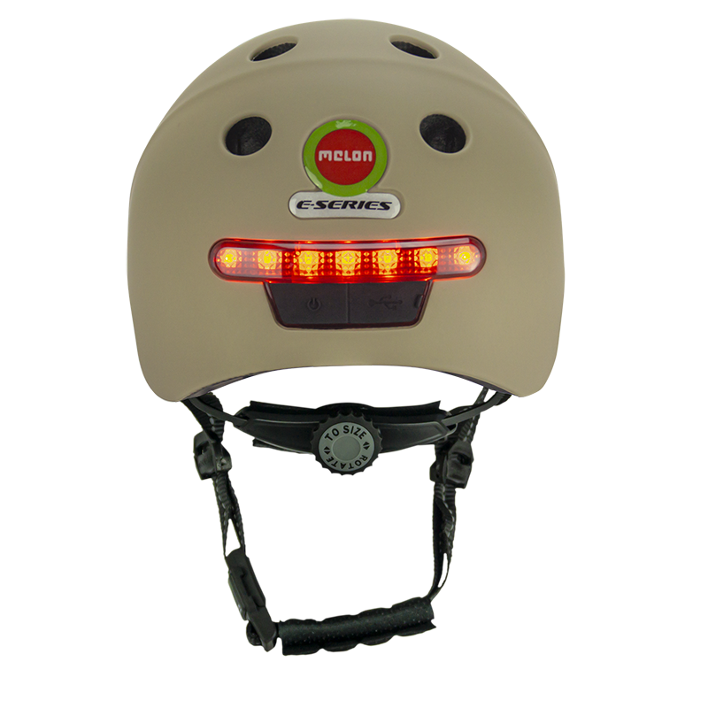 Melon E-Series Moonlight casca bicicleta M-L maro cu LED