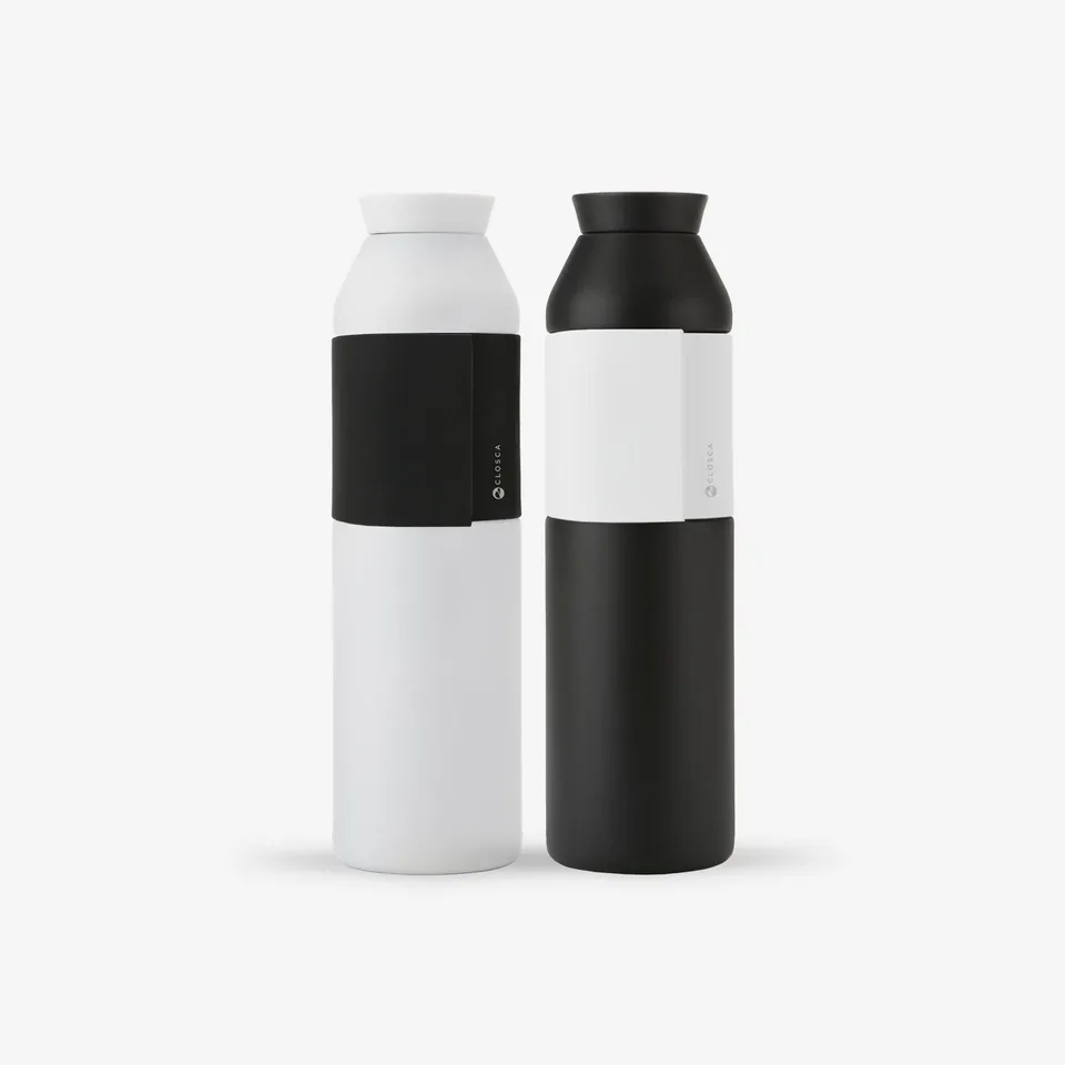 Closca Bonded White & Black sticlă apă inox set 2 buc