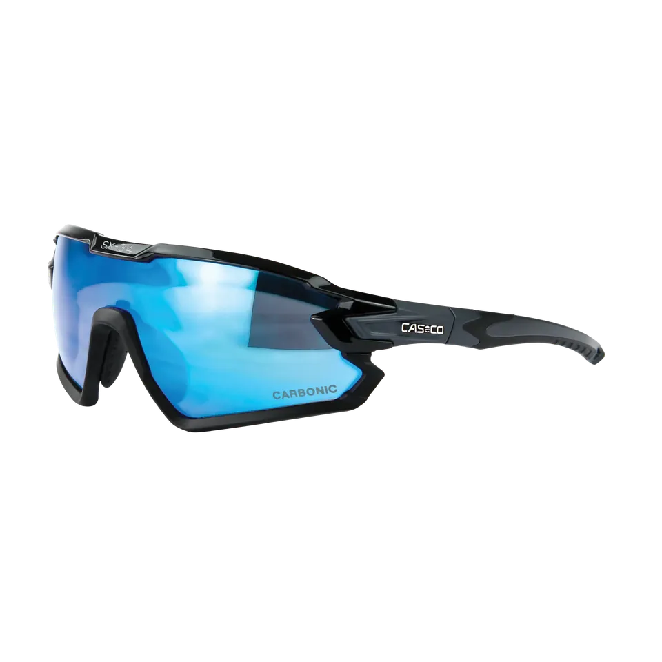 Casco SX-34 Carbonic ochelari sport negru-albastru oglinda