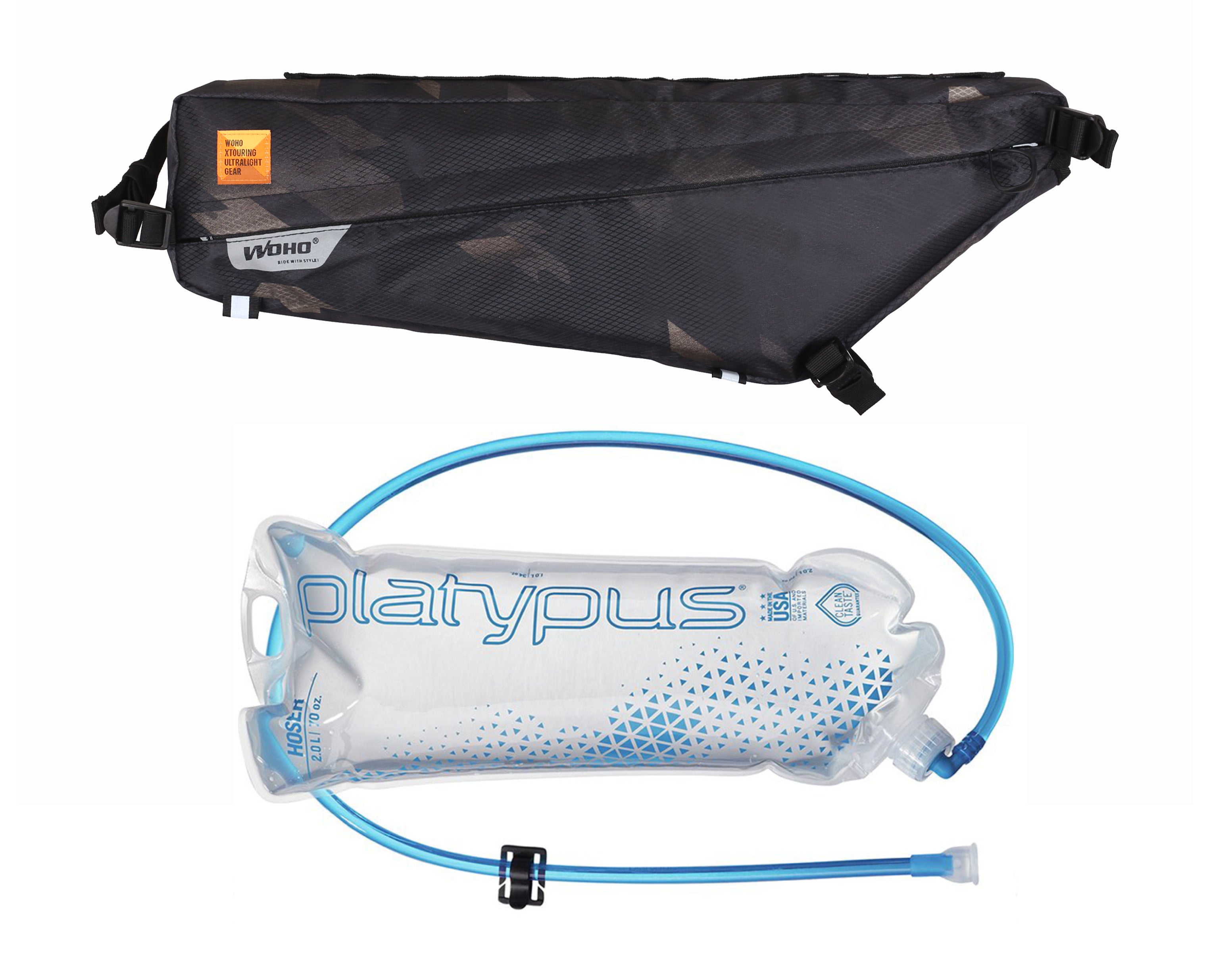 WOHO XTouring Frame Bag + Platypus Hoser 1.8L set M gri